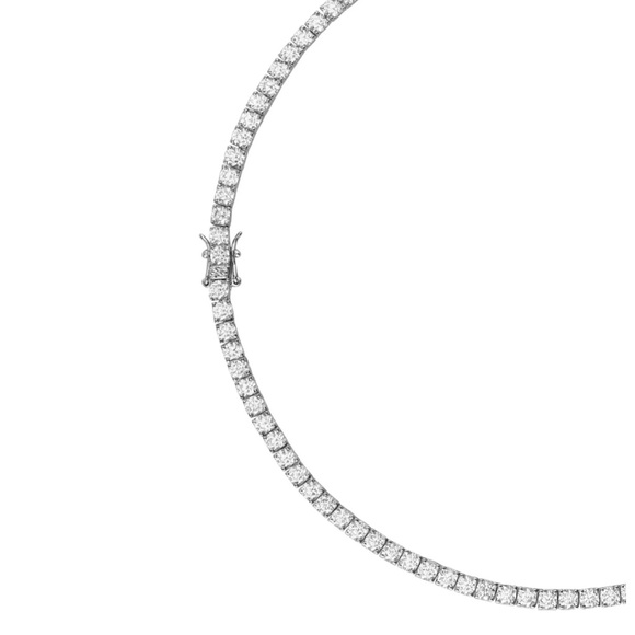 KATE ROUND CUT LAB WHITE SAPPHIRE SILVER RIVIÈRE TENNIS NECKLACE - Picture 4 of 15